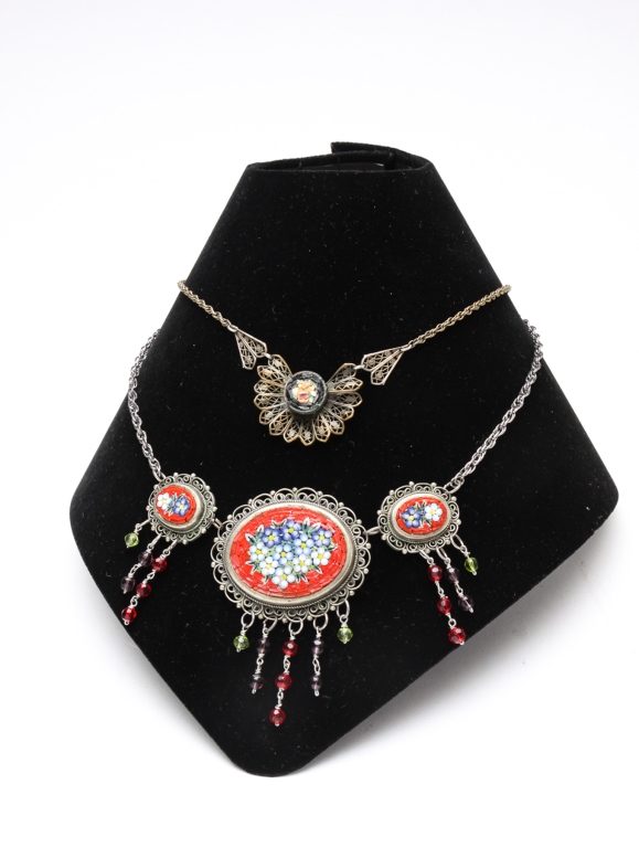 TWO VINTAGE MICRO MOSAIC NECKLACES.