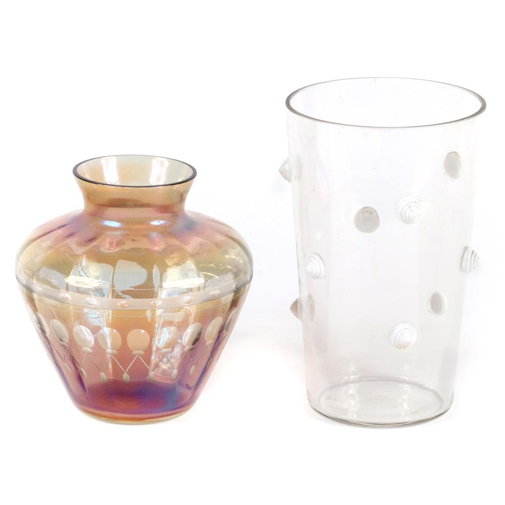 TWO VINTAGE MODERN STUDIO ART GLASS