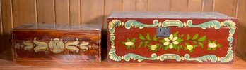 Two vintage paint decorated