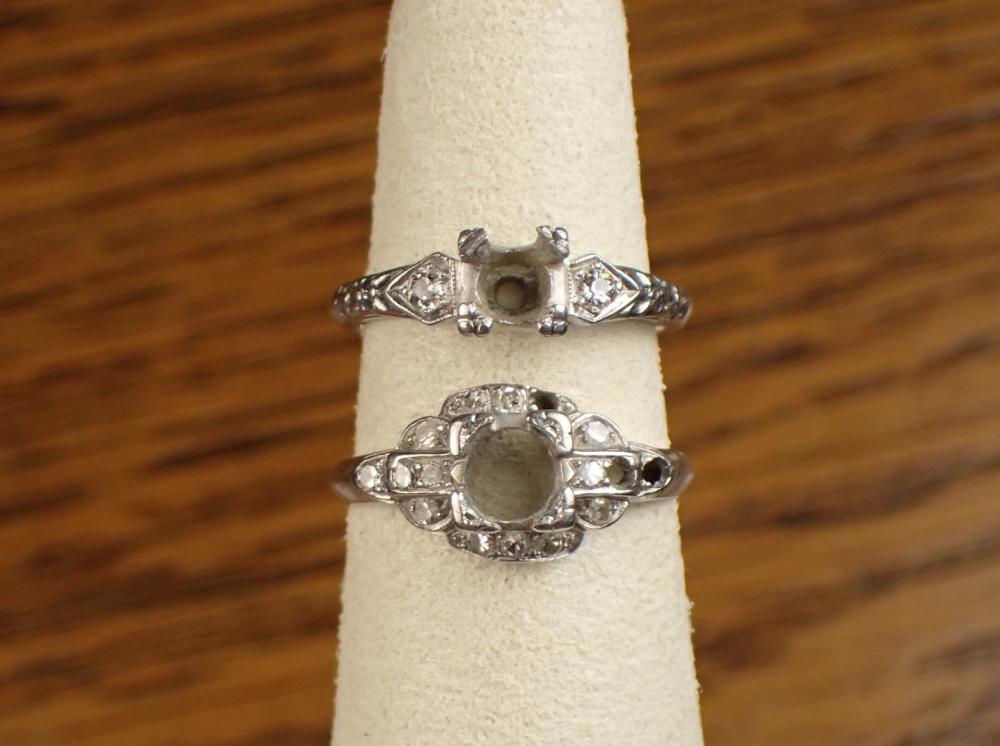 TWO VINTAGE PLATINUM RING