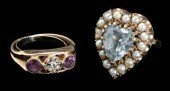 Two vintage rings: amethysts,