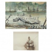 TWO VINTAGE SOUTHERN WATERCOLO