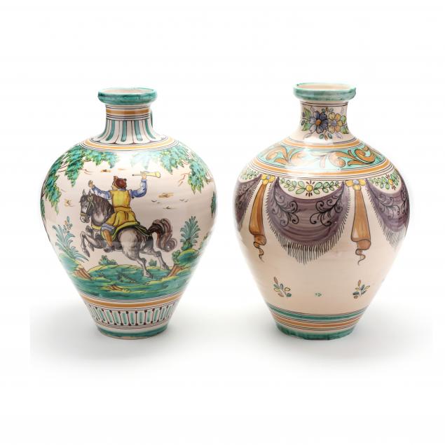 TWO VINTAGE SPANISH MAJOLICA JUGS