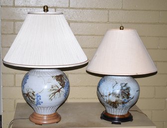 Two vintage studio pottery lamps,