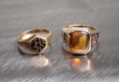 TWO VINTAGE TEN KARAT GOLD CLA