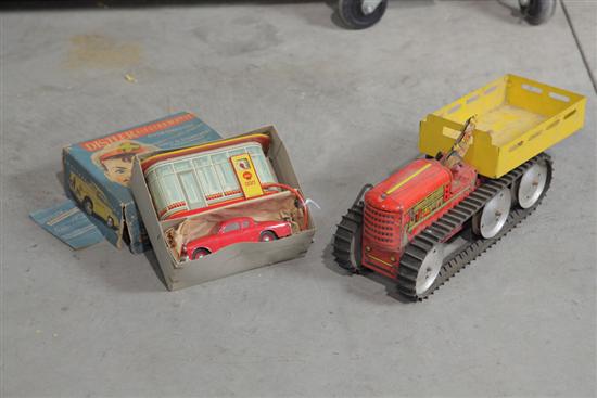 TWO VINTAGE TOYS. Distler tin gas