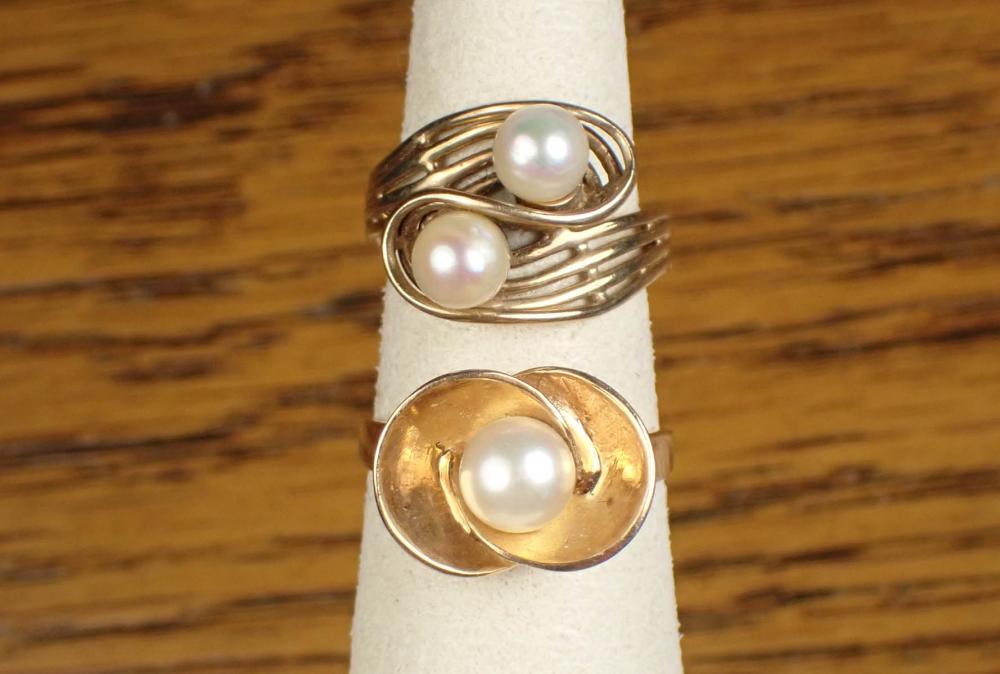 TWO VINTAGE WHITE PEARL AND