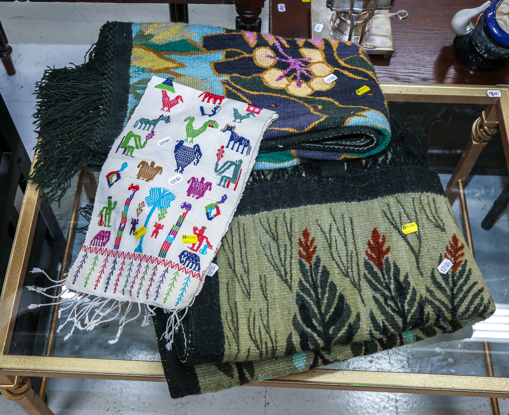TWO VINTAGE WOOL WALL DECORATIONS