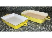 Two vintage yellow Dansk ename