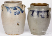 TWO VIRGINIA STONEWARE CROCKS,