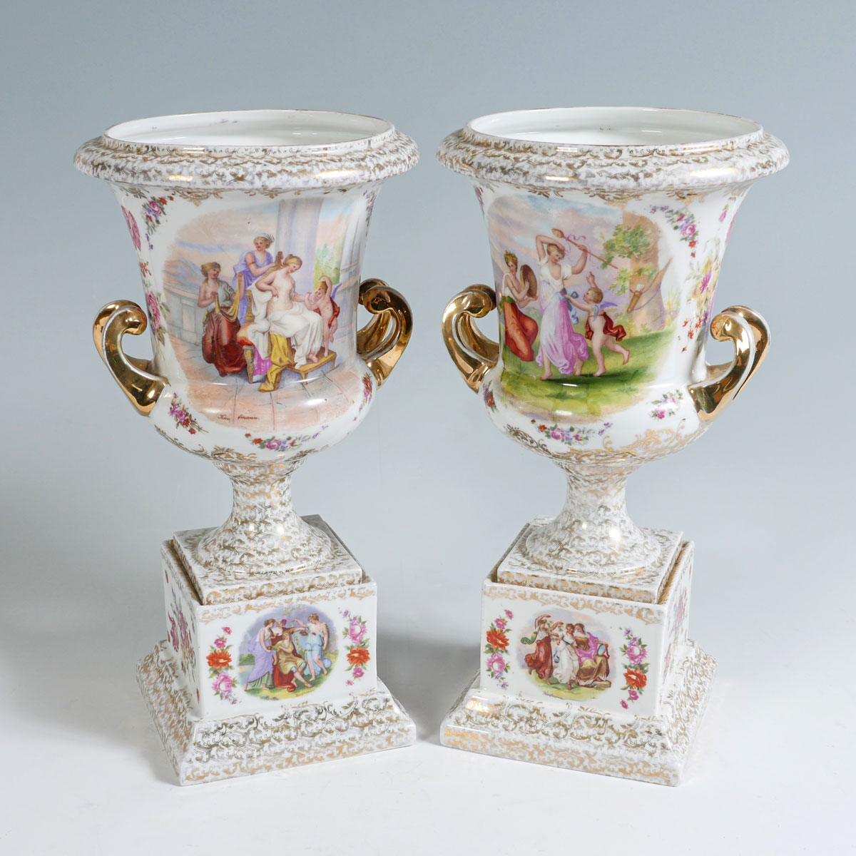 TWO VOIT SITZENDORF GERMAN PEDESTAL