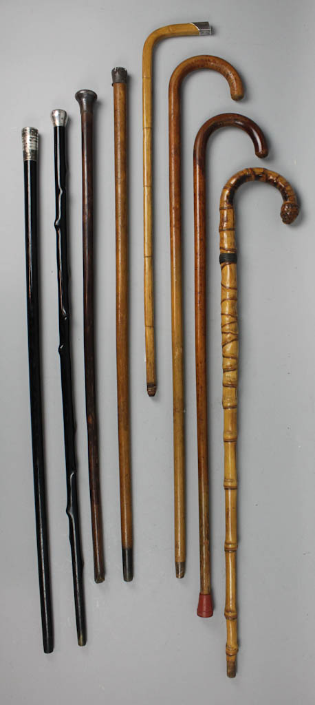 TWO WALKING STICKS AND AN ART