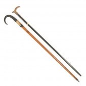 TWO WALKING STICKS; GOLD FILLE
