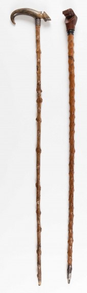 TWO WALKING STICKS LATE 19TH/E
