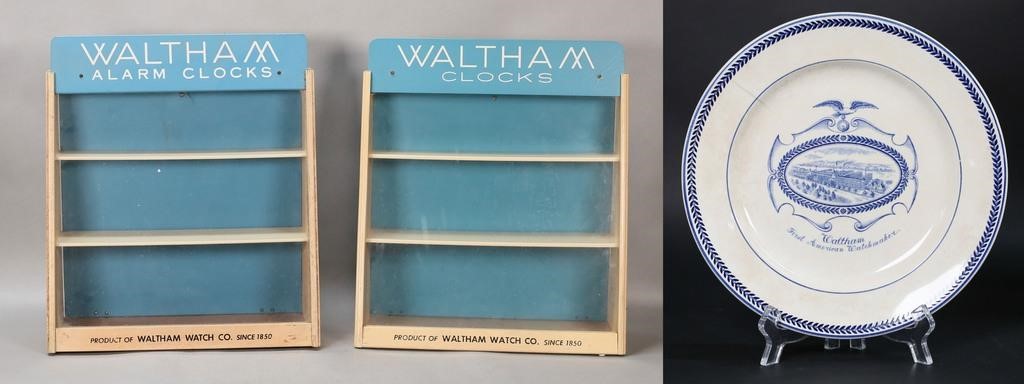 TWO WALTHAM CLOCKS ADVERTISING