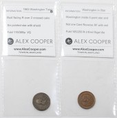 TWO WASHINGTON CIVIL WAR TOKEN
