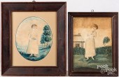 TWO WATERCOLOR FOLK PORTRAITS