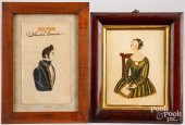 TWO WATERCOLOR PORTRAITS OF A