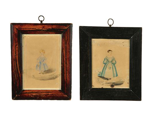 TWO WATERCOLOR PORTRAITS OF