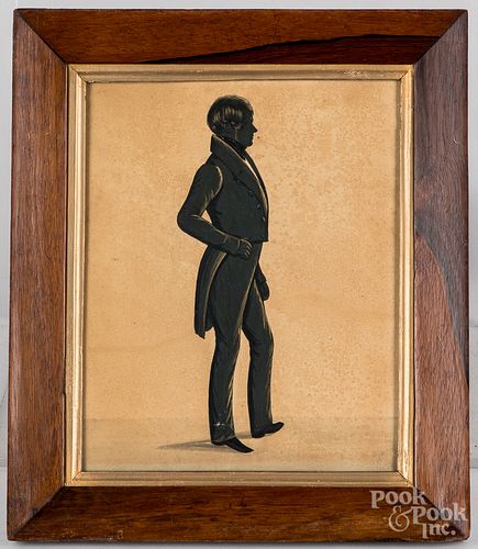 TWO WATERCOLOR SILHOUETTES, 19TH