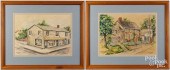 TWO WATERCOLOR STREET SCENESTw