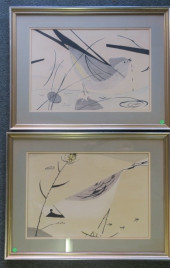 TWO WATERCOLOR WASH SKETCHES B