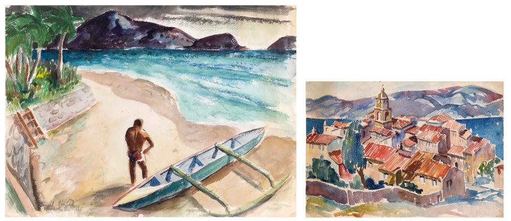 TWO WATERCOLORS MID-20TH CENTURYTWO
