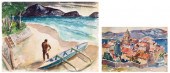 TWO WATERCOLORS MID-20TH CENTU