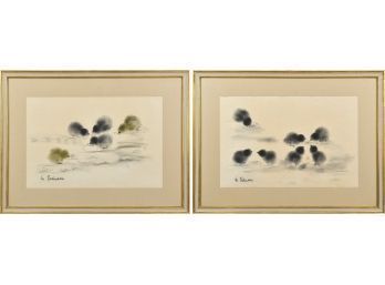 Two watercolors of chicks,