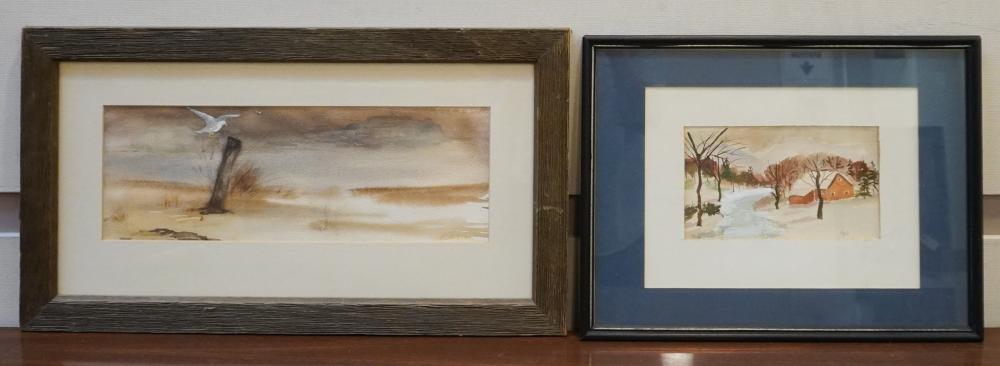 TWO WATERCOLORS OF LANDSCAPES,