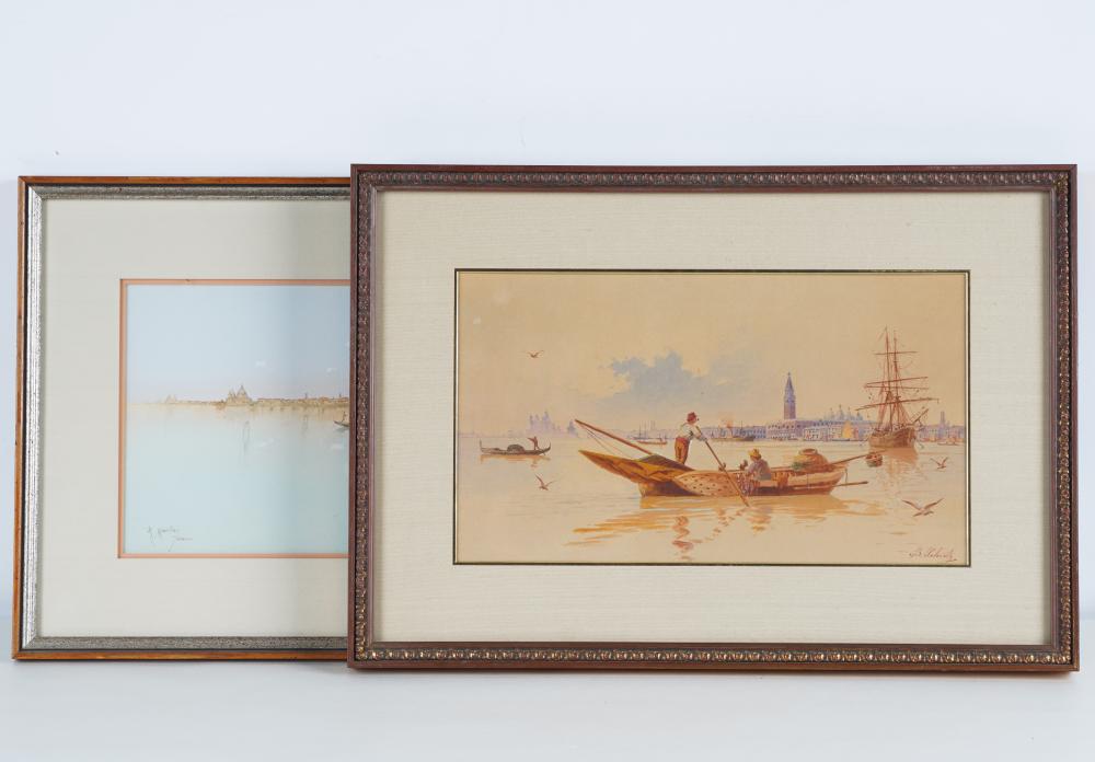 TWO WATERCOLORS OF THE GRAND CANAL,