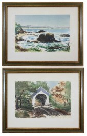 TWO WATERCOLORS ON PAPER BY MA