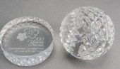 TWO WATERFORD PAPERWEIGHTS (WA
