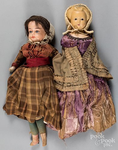 TWO WAX OVER COMPOSITION DOLLS,
