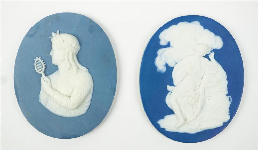 TWO WEDGWOOD & BENTLEY BLUE SOLID