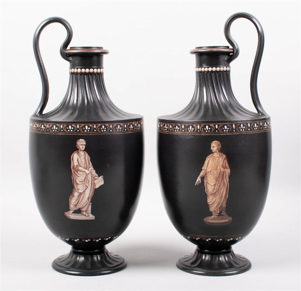 TWO WEDGWOOD BLACK BASALT