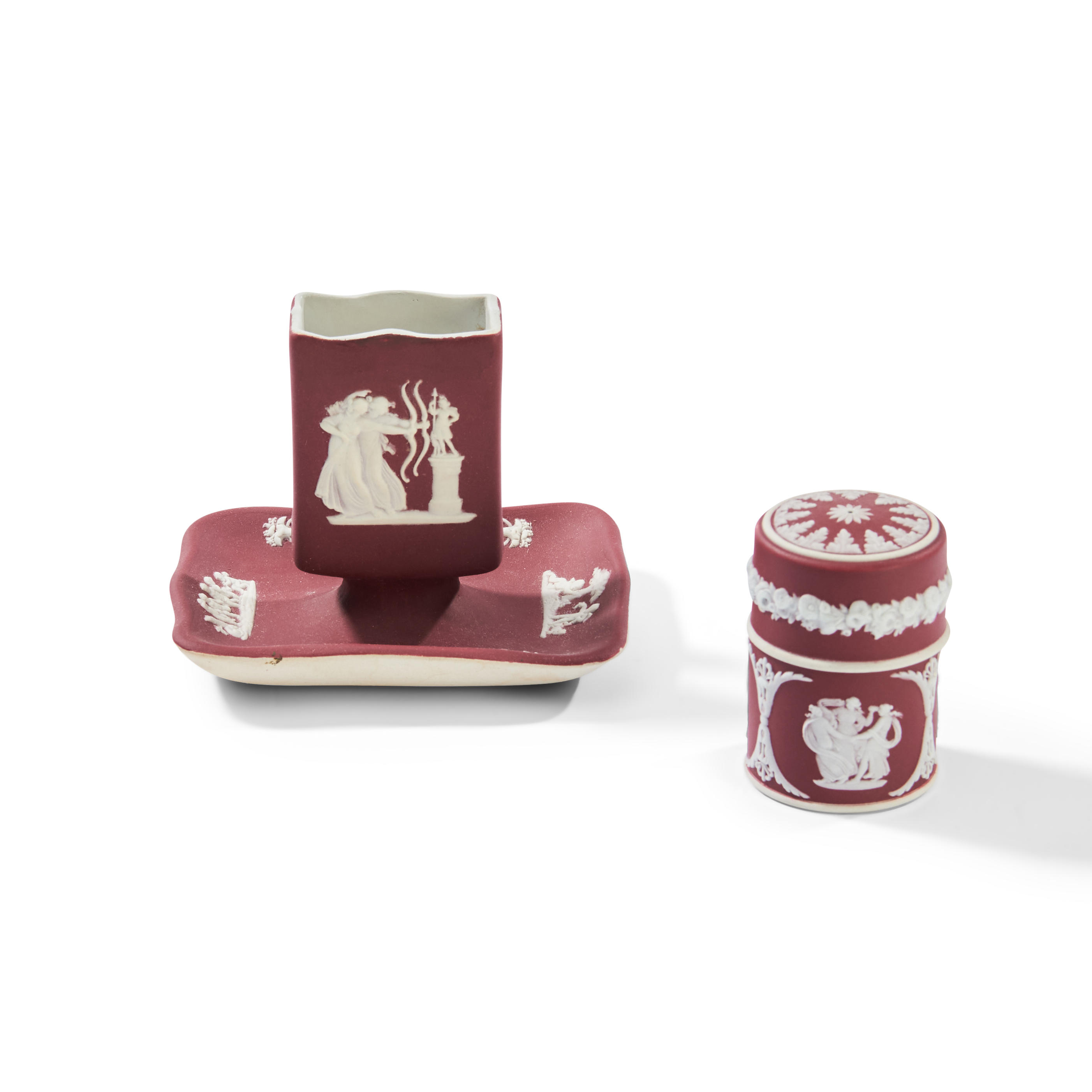 TWO WEDGWOOD CRIMSON JASPER DIP