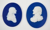 TWO WEDGWOOD DEEP-BLUE DIP JAS