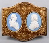 TWO WEDGWOOD LIGHT-BLUE DIP JA