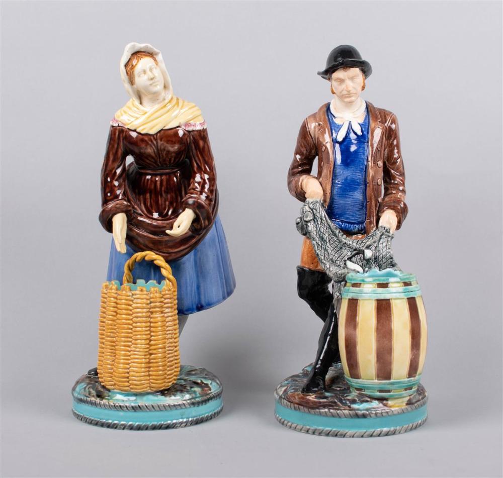 TWO WEDGWOOD MAJOLICA FIGURES OF
