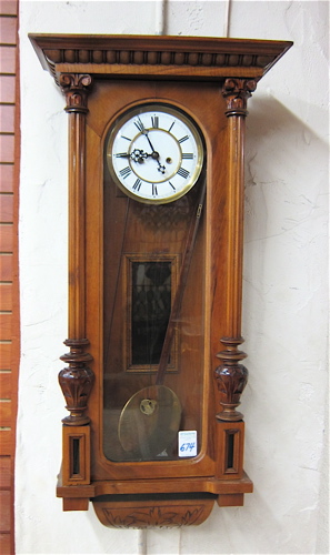 TWO-WEIGHT WALNUT CASE WALL CLOCK