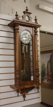 TWO-WEIGHT WALNUT LONG-CASE WA