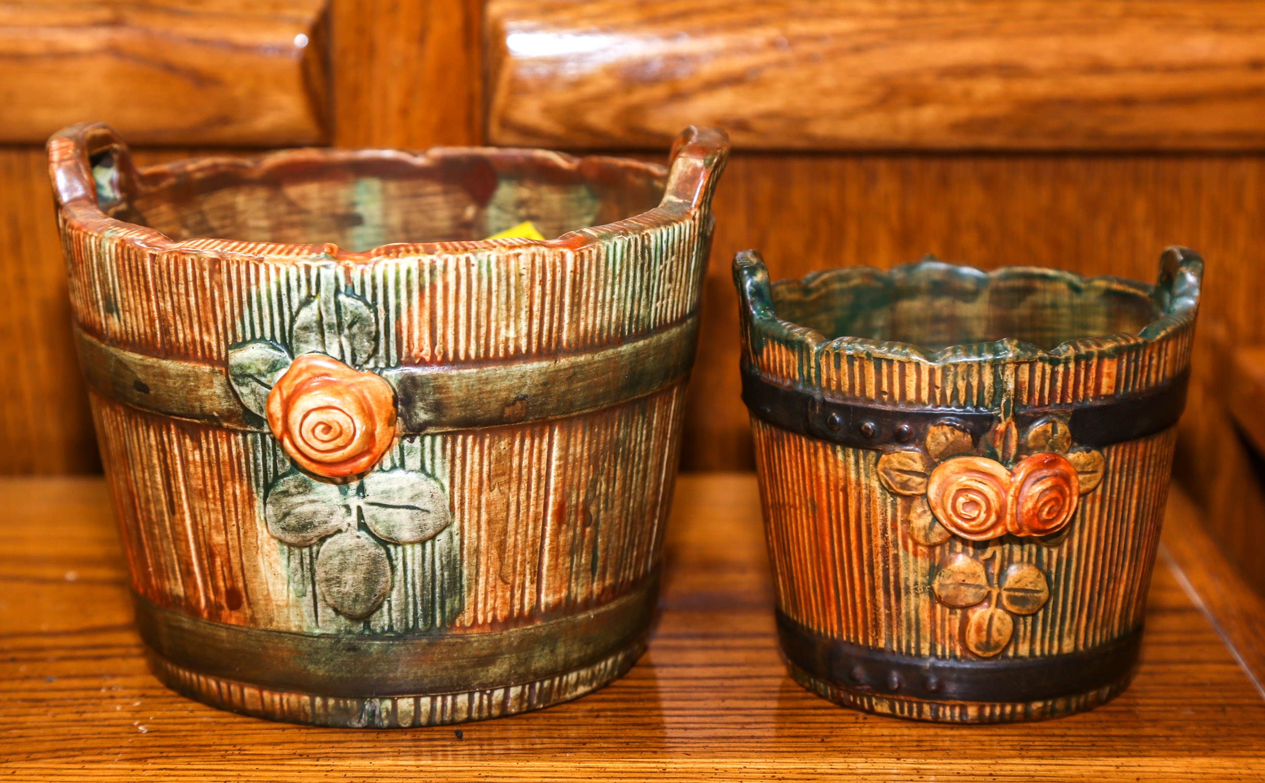 TWO WELLER ART POTTERY POTS 1st