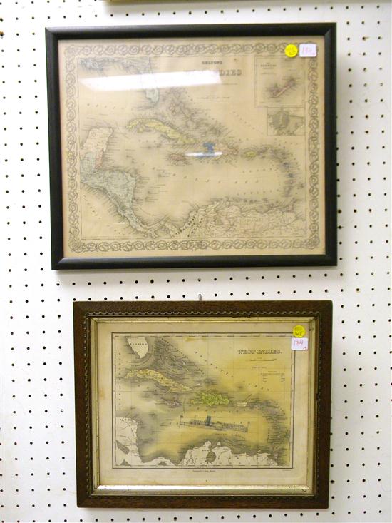 Two West Indies Maps  framed  one