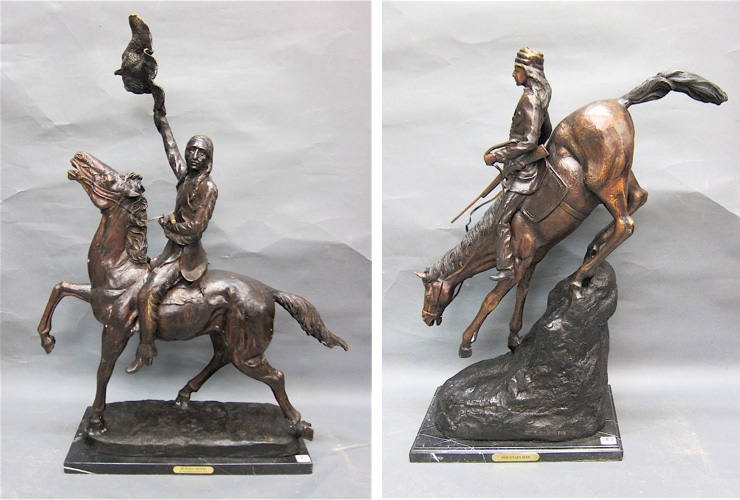 TWO WESTERN BRONZE SCULPTURES after