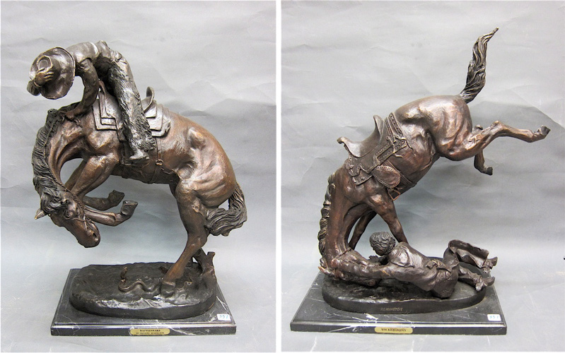 TWO WESTERN BRONZE SCULPTURES after