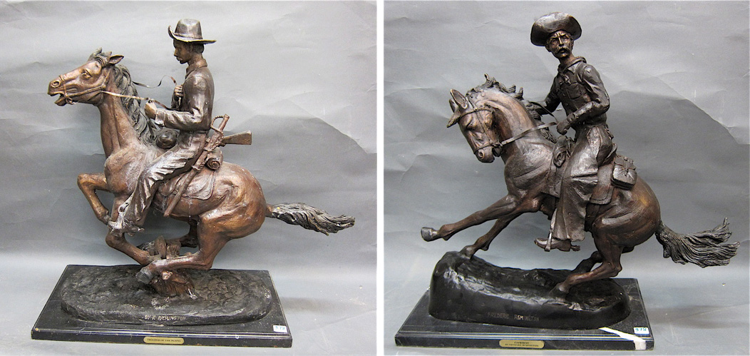 TWO WESTERN BRONZE SCULPTURES after
