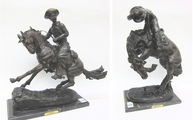 TWO WESTERN BRONZE SCULPTURES after