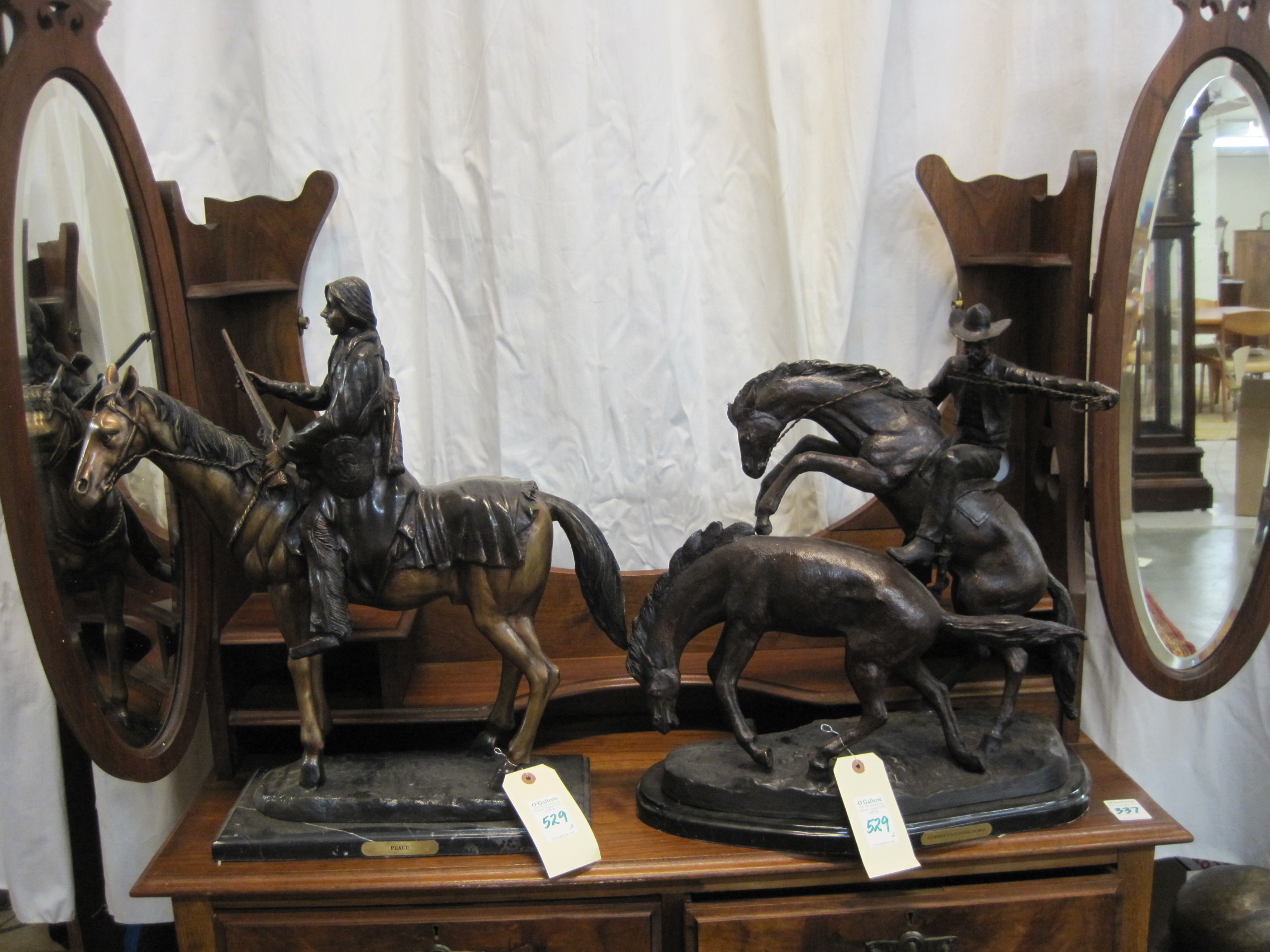 TWO WESTERN BRONZE SCULPTURES: