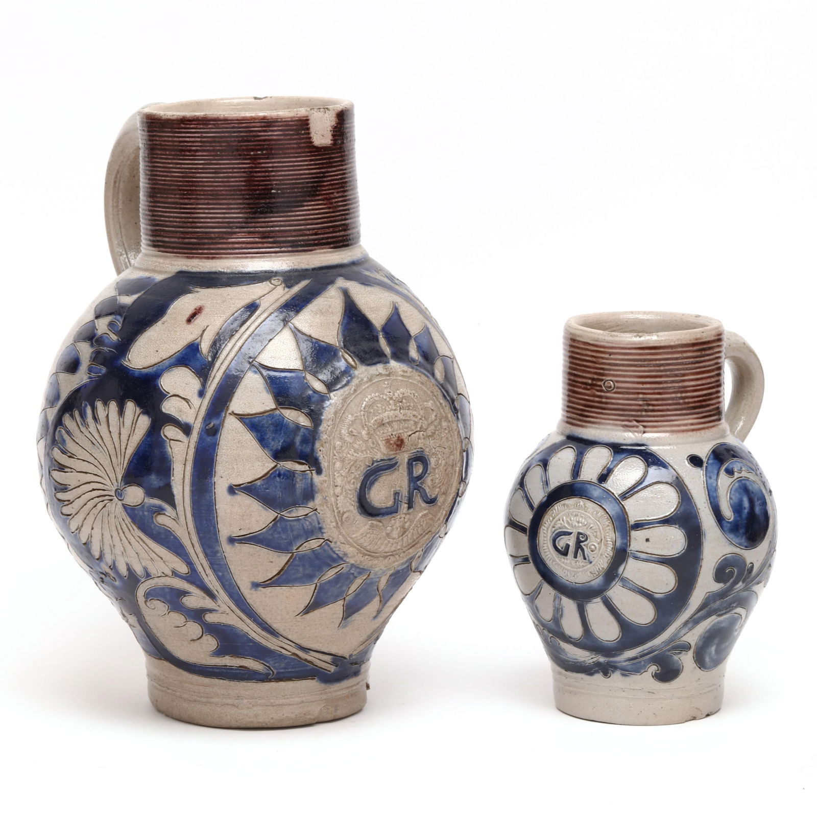 TWO WESTERWALD STONEWARE JUGSTwo